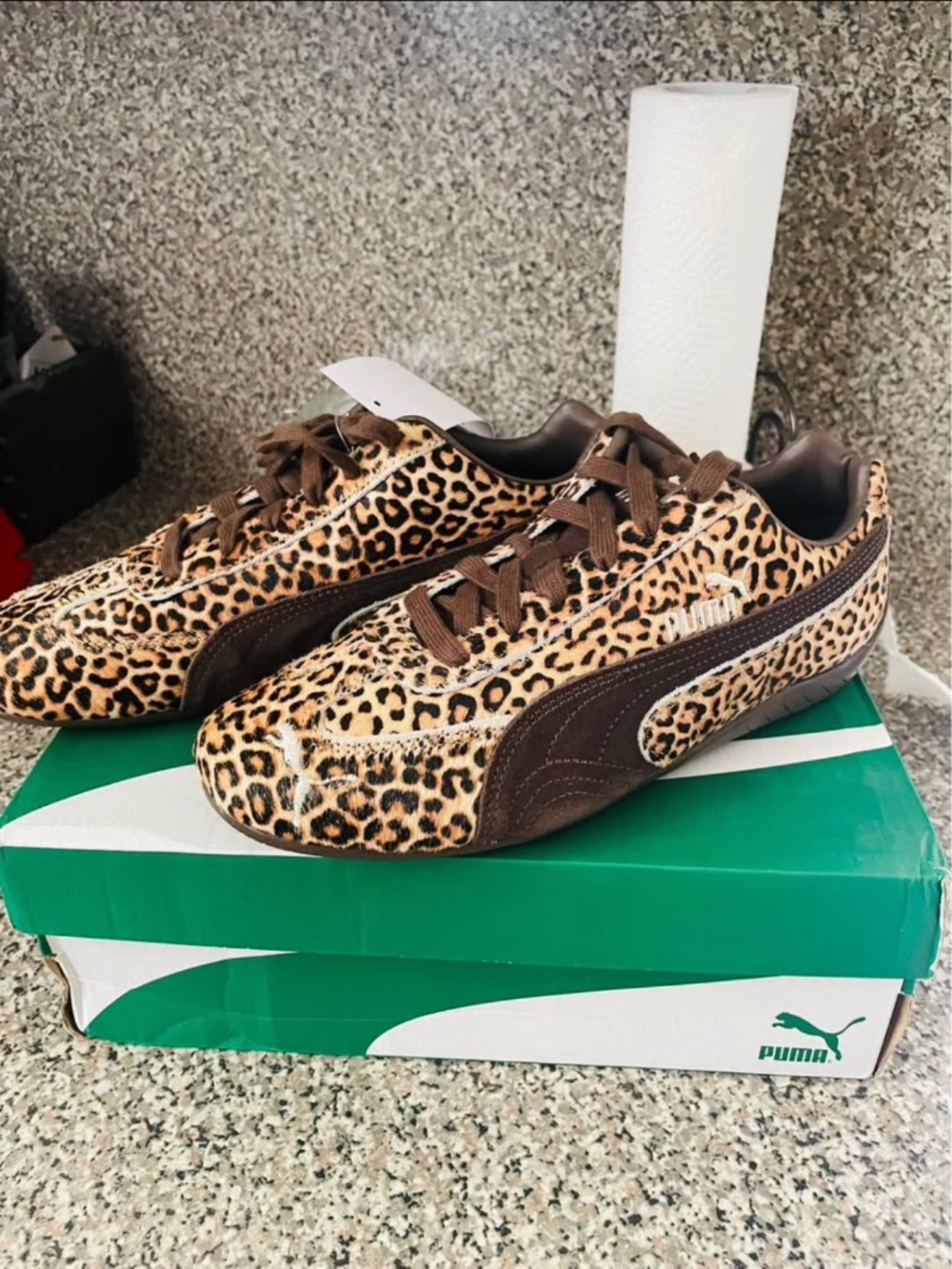 Size 9 ladies leopard print Puma fashion sneakers . New with box